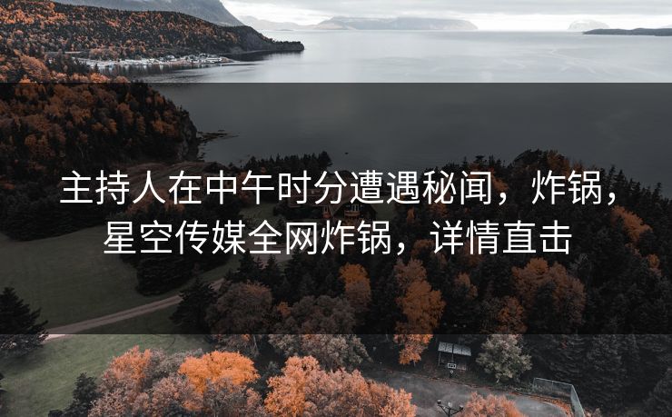 主持人在中午时分遭遇秘闻，炸锅，星空传媒全网炸锅，详情直击