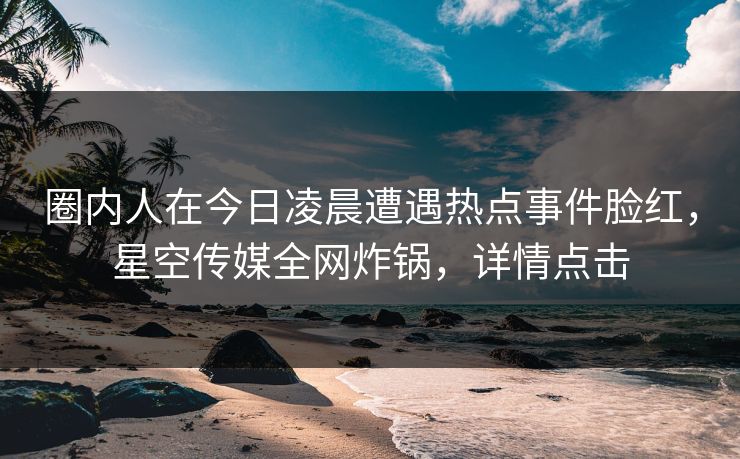 圈内人在今日凌晨遭遇热点事件脸红，星空传媒全网炸锅，详情点击