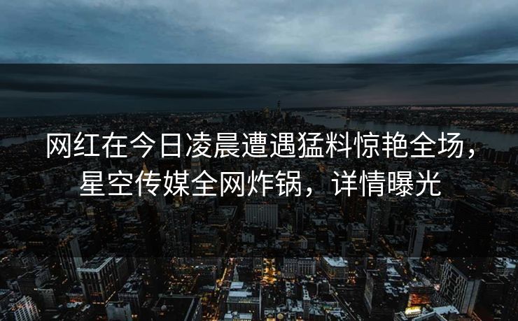 网红在今日凌晨遭遇猛料惊艳全场，星空传媒全网炸锅，详情曝光