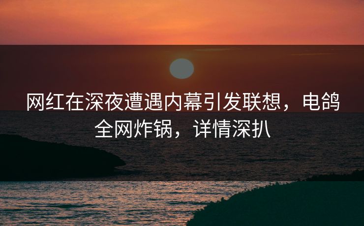网红在深夜遭遇内幕引发联想，电鸽全网炸锅，详情深扒