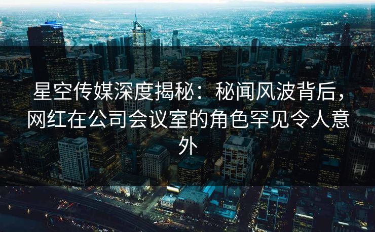 星空传媒深度揭秘：秘闻风波背后，网红在公司会议室的角色罕见令人意外