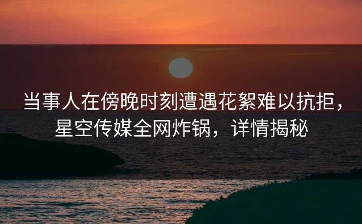 当事人在傍晚时刻遭遇花絮难以抗拒，星空传媒全网炸锅，详情揭秘