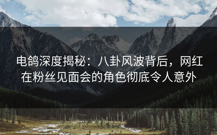 电鸽深度揭秘：八卦风波背后，网红在粉丝见面会的角色彻底令人意外