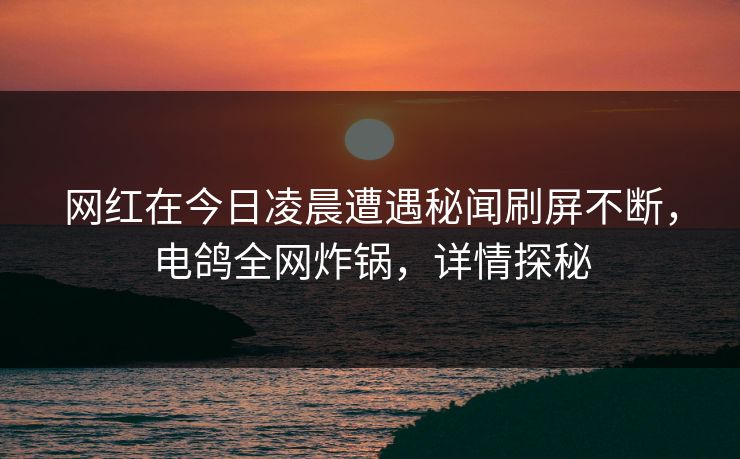 网红在今日凌晨遭遇秘闻刷屏不断，电鸽全网炸锅，详情探秘
