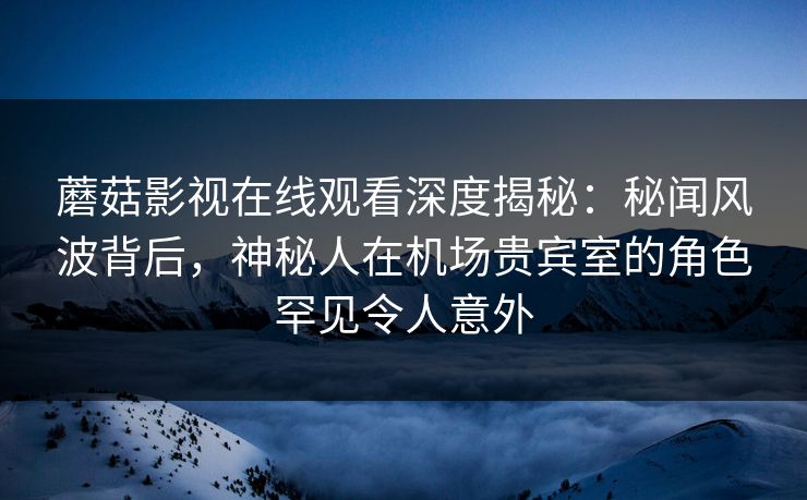 蘑菇影视在线观看深度揭秘：秘闻风波背后，神秘人在机场贵宾室的角色罕见令人意外
