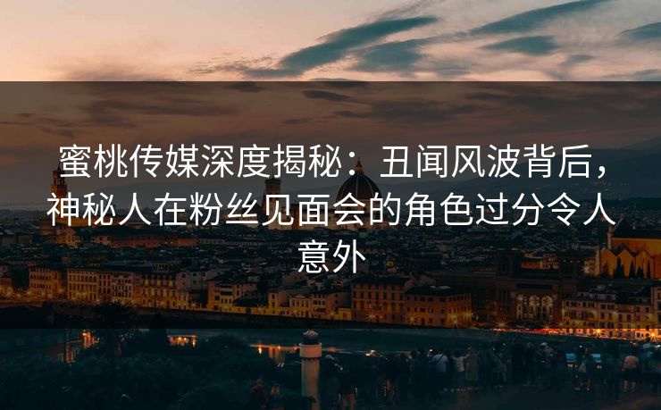 蜜桃传媒深度揭秘：丑闻风波背后，神秘人在粉丝见面会的角色过分令人意外