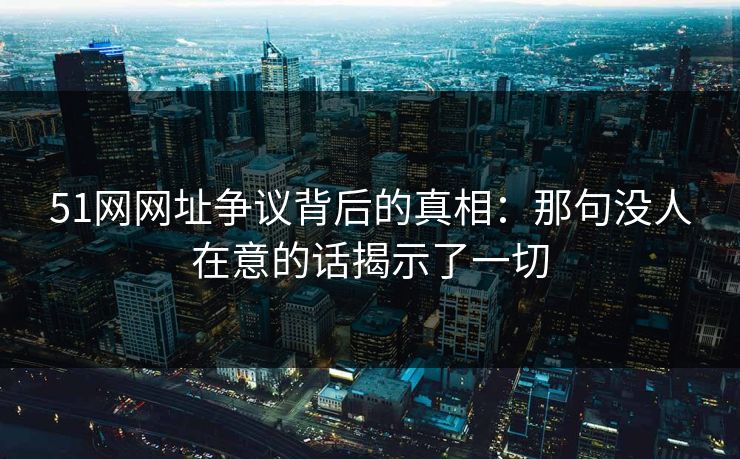 51网网址争议背后的真相：那句没人在意的话揭示了一切